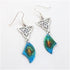 Earrings Hand Painted Turquoise Patina & Silver - VP's Jewelry  
