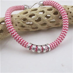 Candy Striped Cotton Rope Cord Necklace Silver Accents - VP's Jewelry