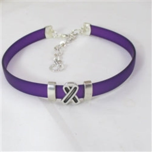Purple Choker Awareness Ribbon Minimalist Narrow Band Necklace - VP's Jewelry