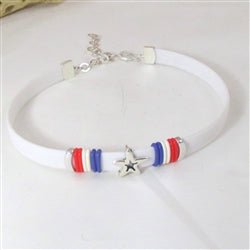 Red White & Blue Choker Necklace Stars & Stripes - VP's Jewelry