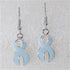 Awareness earring in pale light blue ribbon charms