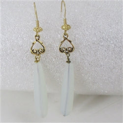 Buy frosted white sea glass teardrop earring on gold ear wires