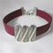 Burgundy Soft Supple Leather Choker Necklace Wide with Silver Accent