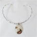Silver Neck Wire with Handmade Ivory & Brown Paisley Ceramic Pendant - VP's Jewelry