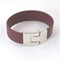 Wide soft burgundy leather bracelet for a woman
