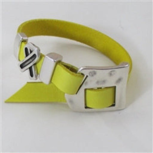Yellow Awareness Ribbon Leather Bracelet Adjustable Buckle Clasp - VP's Jewelry