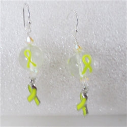 Buy handmade yellow  awareness bead earrings
