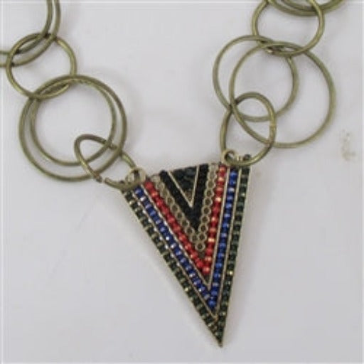 Arrow Pendant on Antique Brass Multiring Necklace & Earrings - VP's Jewelry