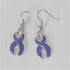 Awareness earring in periwinkle ribbon charms