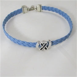 Periwinkle Awareness Ribbon Braided Leather Ribbon Choker Necklace - VP's Jewelry