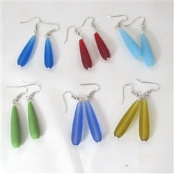 Buy long sea glass teardrop earring assorted colors