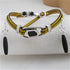 Designer Yellow Leather Choker & Bracelet & Black Sea Glass Earrings - VP's Jewelry 