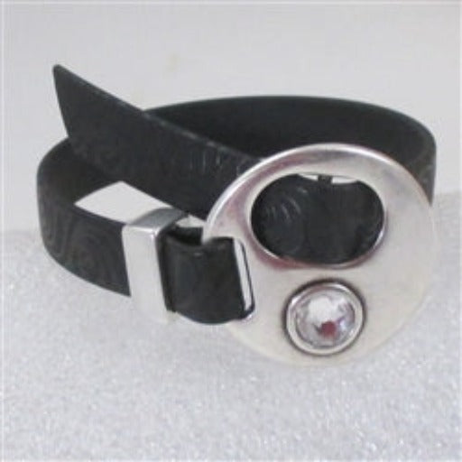 Black Bracelet Soft Supple Vinyl Cord Buckle Style - VP's Jewelry