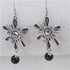 Antique Silver Flower Earrings Crystal Accents - VP's Jewelry