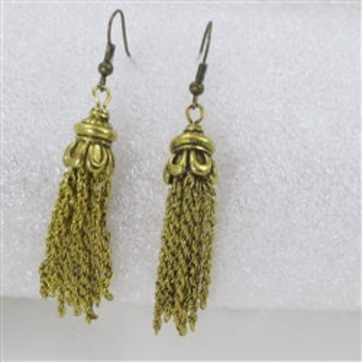 Antique Gold Tassel Dangling Earrings - VP's Jewelry