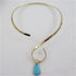 Buy handcur Kingman teardrop turquoise pendant on a gold  flat wire choker