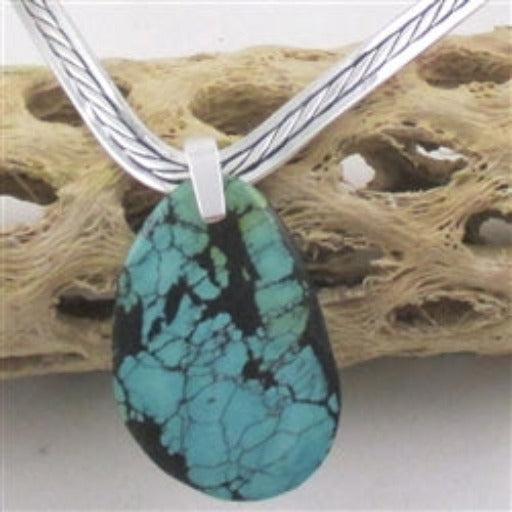 Southwest Turquoise Pendant Necklace on Silver Neck wire - VP's Jewelry