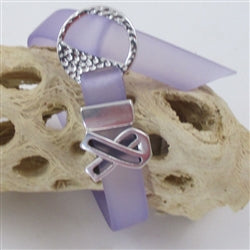 Classic ultra-light weight lorchid PVC  cord bracelet with silver buckle clasp & awareness ribbon