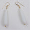 Buy long white sea glass teardrop earring on gold ear wires