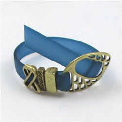 Teal Awareness Ribbon Bracelet Buckle Clasp Soft Vinyl Cord - VP's Jewelry