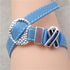 Light Blue Leather Cord Awareness Ribbon Bracelet Buckle Clasp - VP's Jewelry