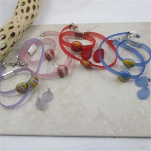 Ribbon Choker Bracelet & Sea Glass Earrings  - VP's Jewelry