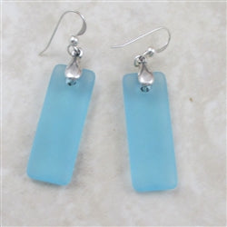 Buy light turquoisey sea glass sterling silver earring