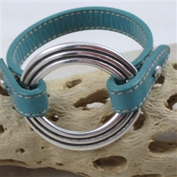 Turquoise Leather Bracelet Open Ring Design - VP's Jewelry
