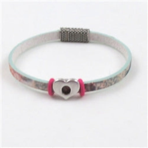 Aqua & Pink Girl's Leather Bracelet with Heart - VP's Jewelry