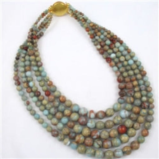 MUlti-Strand African Opal Gemstone Statement Necklace