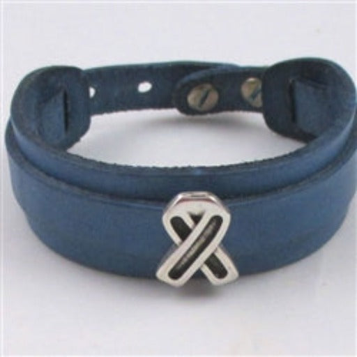 Blue Awareness Leather Cuff Bracelet Unisex - VP's Jewelry