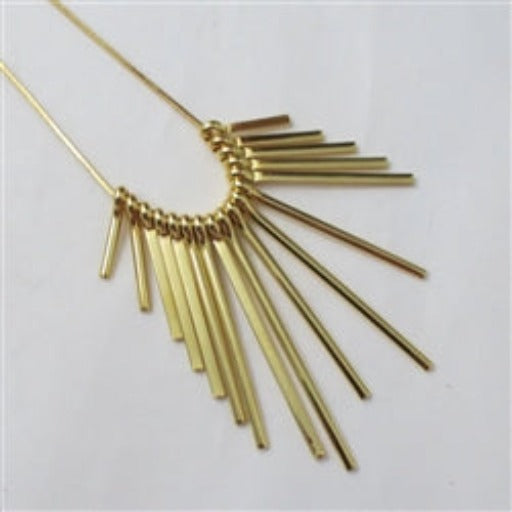 Gold Unique Fan Pendant Necklace Trendy Style - VP's Jewelry