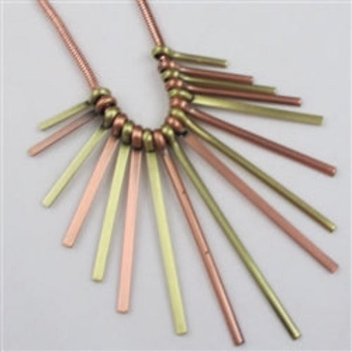 Copper & Brass Unique Fan Pendant Necklace Trendy Style - VP's Jewelry