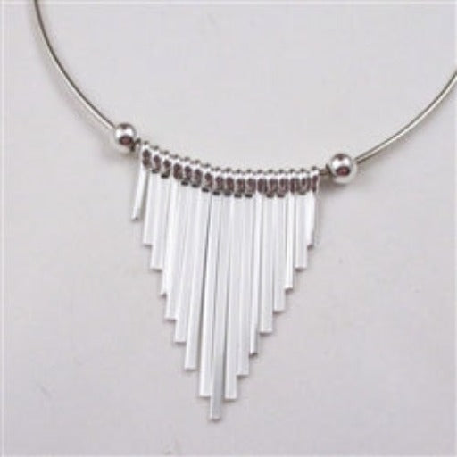 Silver Unique Fan Pendant Necklace Trendy Style - VP's Jewelry