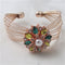 Big Rose Gold Cuff Bracelet with Multi-colored Crystal Accent - VP's Jewelry