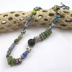 Handmade African Multi-colored Trade Bead Ghana Necklace - VP's Jewelry  