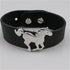 Man's Black Leather Strap Bracelet with Horse Accent - VP's Jewelry