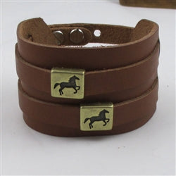 Brown Extra Wide Leather Cuff Bracelet Man's - VP's Jewelry