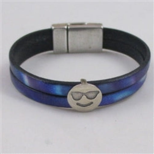 Kid's Royal Blue Emoji Leather Bracelet- VP's Jewelry