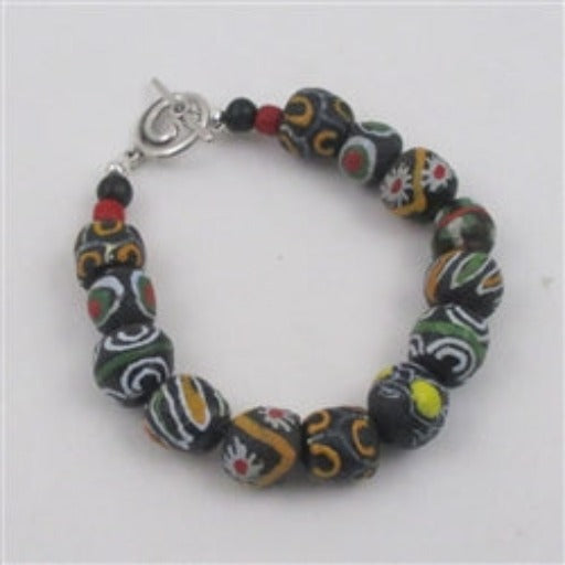 Black Handmade Beaded Bracelet African Trade Beads - VP's Jewelry