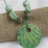 Green Pendant Necklace on Long Leather Cord - VP's Jewelry