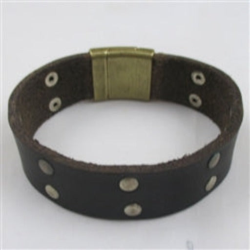 Dark Brown Man's Leather Cuff Bracelet Boho Style - VP's Jewelry