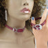 Rose Pink Leather Ribbon Choker & Bracelet & Earrings Designer Set - VP's Jewelry