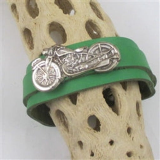 Motorcycle Green Leather Cuff Bracelet Unisex - VP's Jewelry