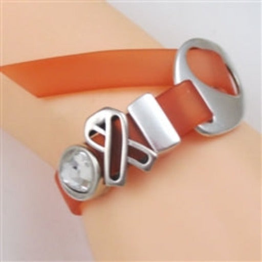 Orange Awareness Ribbon Bracelet Buckle Clasp Soft Vinyl Cord - VP's Jewelry