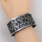 Black Wide Cuff Bangle Bracelet in Leather - VP's Jewelry