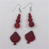 Buy ruby red  sea glass long drop earring on hypo-allergenic  ear wires