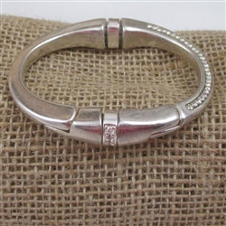 Silver Bangle Cuff Bracelet with Crystal Sparkles - VP's Jewelry