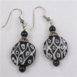 Handmade Black & White Kazuri Earrings - VP's Jewelry  