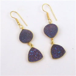 Purple Druzy Crystal Quartz Earrings - VP's Jewelry